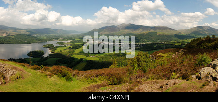 Keswick und Derwentwater von Walla Crag Stockfoto