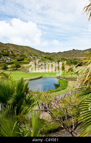 Golfplatz im Canouan Estate Resort & Villas in Carenage Bay, Canouan Island, St. Vincent & die Grenadinen. Stockfoto