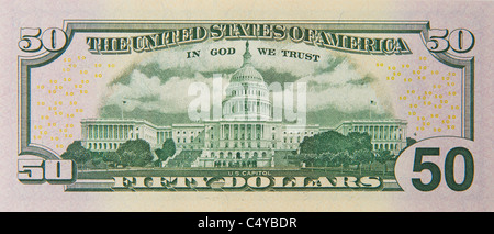 50 fünfzig Dollar Bill Hinweis Rechnungen Dollarnoten Stockfoto