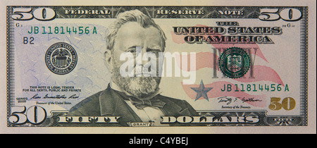 50 fünfzig Dollar Bill Hinweis Rechnungen Dollarnoten Stockfoto