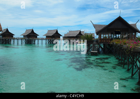 die wunderschöne Kapalai Water Resort in der Nähe der Insel Sipadan, Borneo, Malaysia Stockfoto