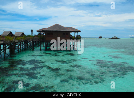 die wunderschöne Kapalai Water Resort in der Nähe der Insel Sipadan, Borneo, Malaysia Stockfoto