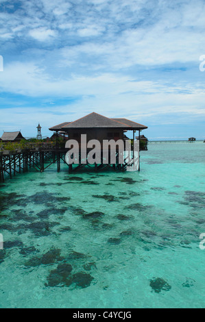 die wunderschöne Kapalai Water Resort in der Nähe der Insel Sipadan, Borneo, Malaysia Stockfoto