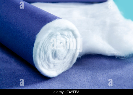 Blau gerollt medizinische Pharma Baumwolle Makro-detail Stockfoto