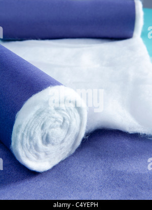 Blau gerollt medizinische Pharma Baumwolle Makro-detail Stockfoto