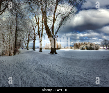 DE - Bayern: Winter-Szene auf den Kalvarienberg in Bad Tölz Stockfoto
