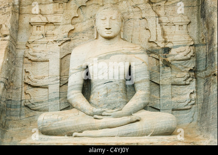 Stein Buddha, Gal Vihara, Polonnaruwa, Sri Lanka-UNESCO-Welterbe. Stockfoto