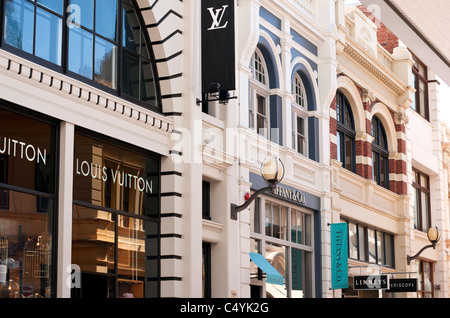 Louis Vuitton und Tiffany & Co Shopfronts, King Street, Perth, Western Australia Stockfoto