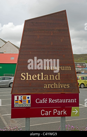 Lerwick Museum Zeichen, Hay es Dock, Shetland-Inseln, Schottland. SCO 7359 Stockfoto