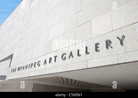 Die Winnipeg Art Gallery ist in Winnipeg abgebildet. Stockfoto