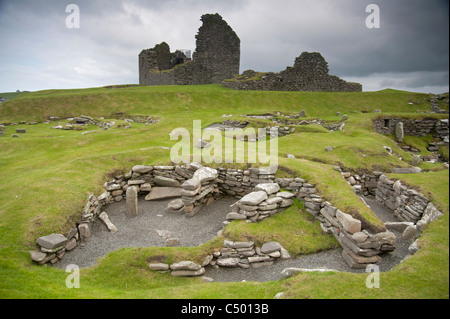 Eisenzeit Kolonisation bleibt ausgegrabenen bei Jarlshof, Shetland Inseln Schottlands. VEREINIGTES KÖNIGREICH.  SCO 7381 Stockfoto