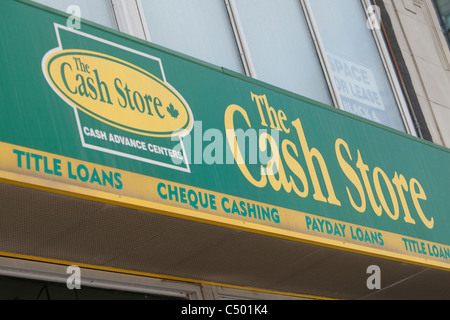 Abgebildet ist ein Zweig der Cash-Shop in Winnipeg Stockfoto