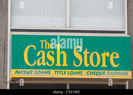 Abgebildet ist ein Zweig der Cash-Shop in Winnipeg Stockfoto