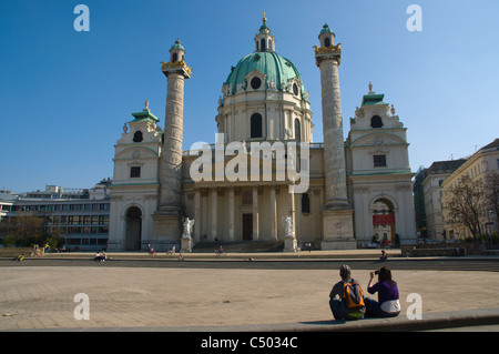 Kirche von Str. Charles Borromeo aka Karlskirche Kirche Karlsplatz quadratische Vienna Austria Mitteleuropa Stockfoto