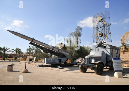 Das nationale Zentrum für Israels Luftfahrterbe. Flak-Flugabwehrrakete P-15 tragbare Radar Flatface Stockfoto