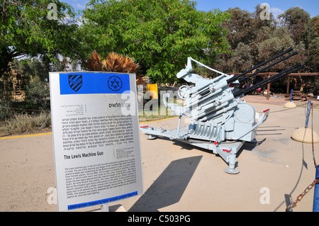 Das nationale Zentrum für Israels Luftfahrterbe. Boden-Luft-Lewis Maschine Flak Stockfoto