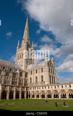 Turm und Süd Querschiff der schönen Norwich Cathedral, East Anglia, England. Stockfoto