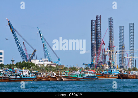 Die Einrichtungen im Port Khalid in Sharjah, Vereinigte Arabische Emirate. Stockfoto