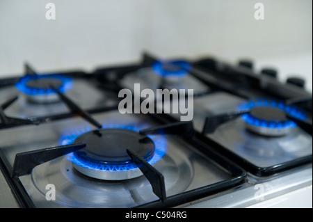 Gasflamme Herd Kochfeld Stockfoto