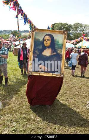 Fancy Dress Mona Lisa, Glastonbury Festival 2011 Stockfoto