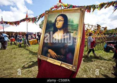 Fancy Dress Mona Lisa, Glastonbury Festival 2011 Stockfoto