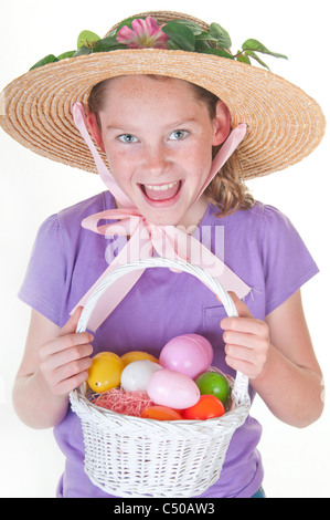 Mädchen, die Spaß an Ostern Stockfoto