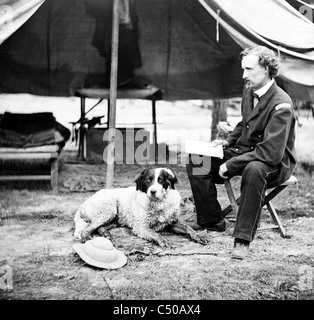 General Custer, George Armstrong Custer als Oberleutnant und sein Hund Stockfoto