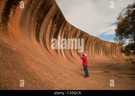 Fotografieren Wave Rock eine natürliche geologische Formation in der Nähe von Hyden im Westen Australien Stockfoto