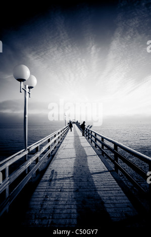 Eisige Pier im Winter, abstrakt, Haffkrug, Lübecker Bucht, Ostsee, Schleswig-Holstein, Deutschland, Europa Stockfoto