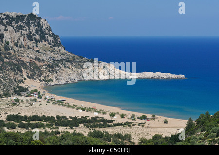 Rhodos. Dodekanes-Inseln. Griechenland. Tsambika Strand. Stockfoto