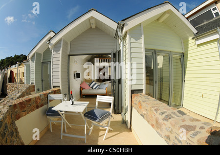 Neue Build teuer Strandhütten in Shaldon, South Devon Stockfoto