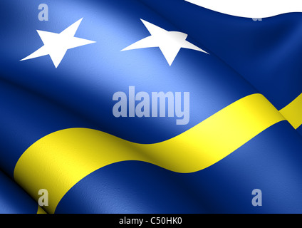 Flagge von Curacao. Hautnah. Stockfoto