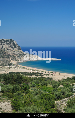 Rhodos. Dodekanes-Inseln. Griechenland. Tsambika Strand. Stockfoto