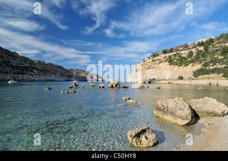 Rhodos. Dodekanes-Inseln. Griechenland. Anthony Quinn Bay. Stockfoto