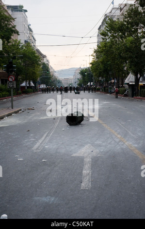 Panepistimiou Straße während der Proteste in Athen gegen die unpopuläre Sparmaßnahmen, 29. Juni 2011 Stockfoto