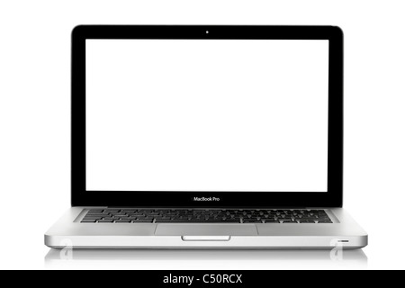 Apple Mac Book Pro Laptop isoliert auf weiss, Clipping-Pfad enthalten Stockfoto