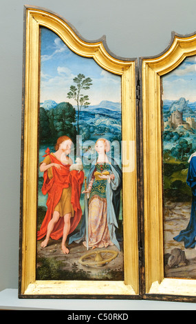 Detail: Die Kreuzigung mit Heiligen und Spender, ca. 1520 von Joos van Cleve und eine Mitarbeiterin, Stockfoto