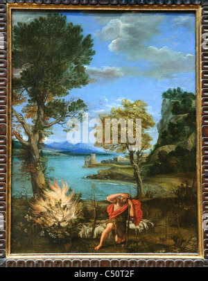 Landschaft mit Moses und der brennende Busch, 1610 – 16, von Domenichino, Stockfoto