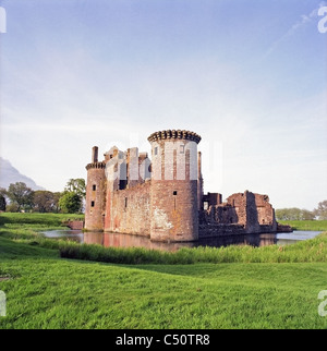 Caerlaverock Castle, Dumfries and Galloway, Schottland, Großbritannien. Aufgenommen im Frühjahr Stockfoto