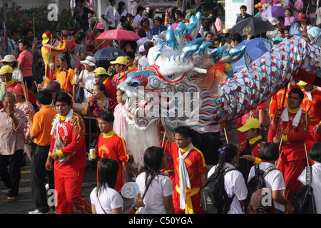 Drachenparade in Samut Sakhon Provinz in Thailand Stockfoto