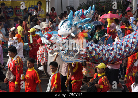 Drachenparade in Samut Sakhon Provinz in Thailand Stockfoto