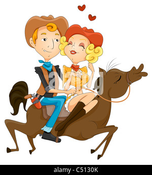 Cowboy-Romantik mit Beschneidungspfad Stockfoto