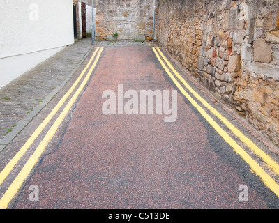 Sackgasse mit gelben Doppellinien Stockfoto