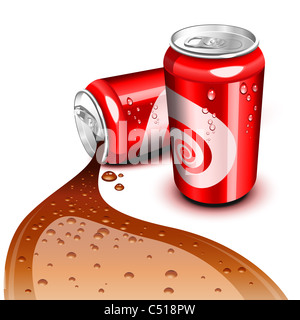 Geöffnet und geschlossen rot kann mit Cola fließen Stockfoto