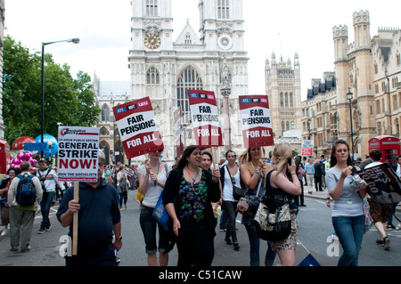 Öffentlichen Sektor Renten Streik, London, 30.06.2011, UK Stockfoto