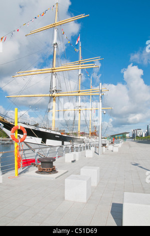 SV Glenlee festgemacht neben Riverside Museum Museum für Verkehr und Reisen Yorkhill Kai von Govan Glasgow Schottland Stockfoto