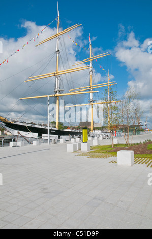 SV Glenlee festgemacht neben Riverside Museum Museum für Verkehr und Reisen Yorkhill Kai Glasgow Schottland Stockfoto