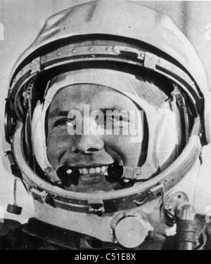 YURI GAGARIN (1934-1968) sowjetische Astronaut, erste Person, die den Weltraum eingeben, wenn seine Vostok Raum umkreist die Erde 12 April1961 Stockfoto