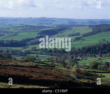 Das Derwent Valley vom Curbar Rand, Derbyshire. Stockfoto