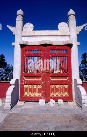 Nahaufnahme eines n ornamentalen Tores im Himmelstempel, Beijing, China Stockfoto